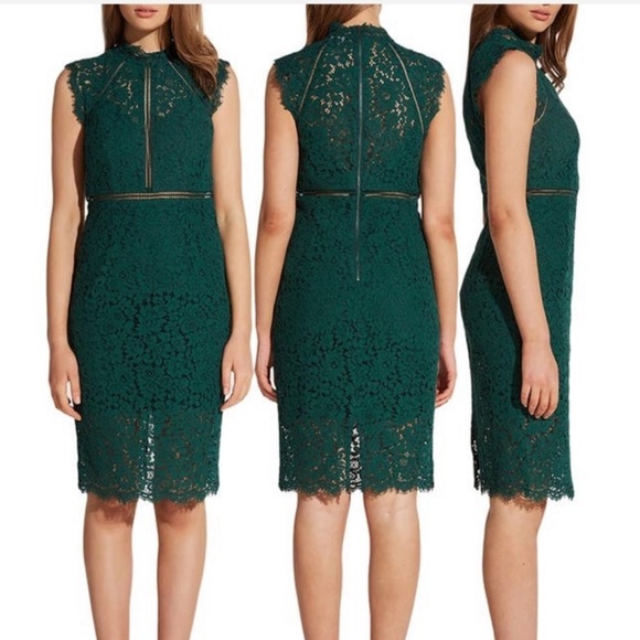 Bardot lace sheath dress in dark emerald green, size 6 - Picture 1 of 10